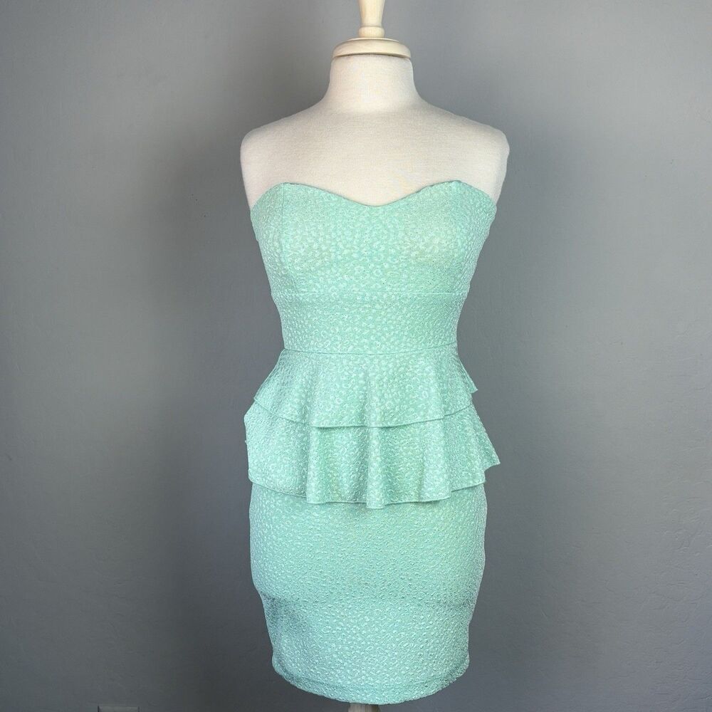 Windsor Dress Womens M Mint Green Sweetheart Neck Peplum Y2K Fairy Mermaidcore